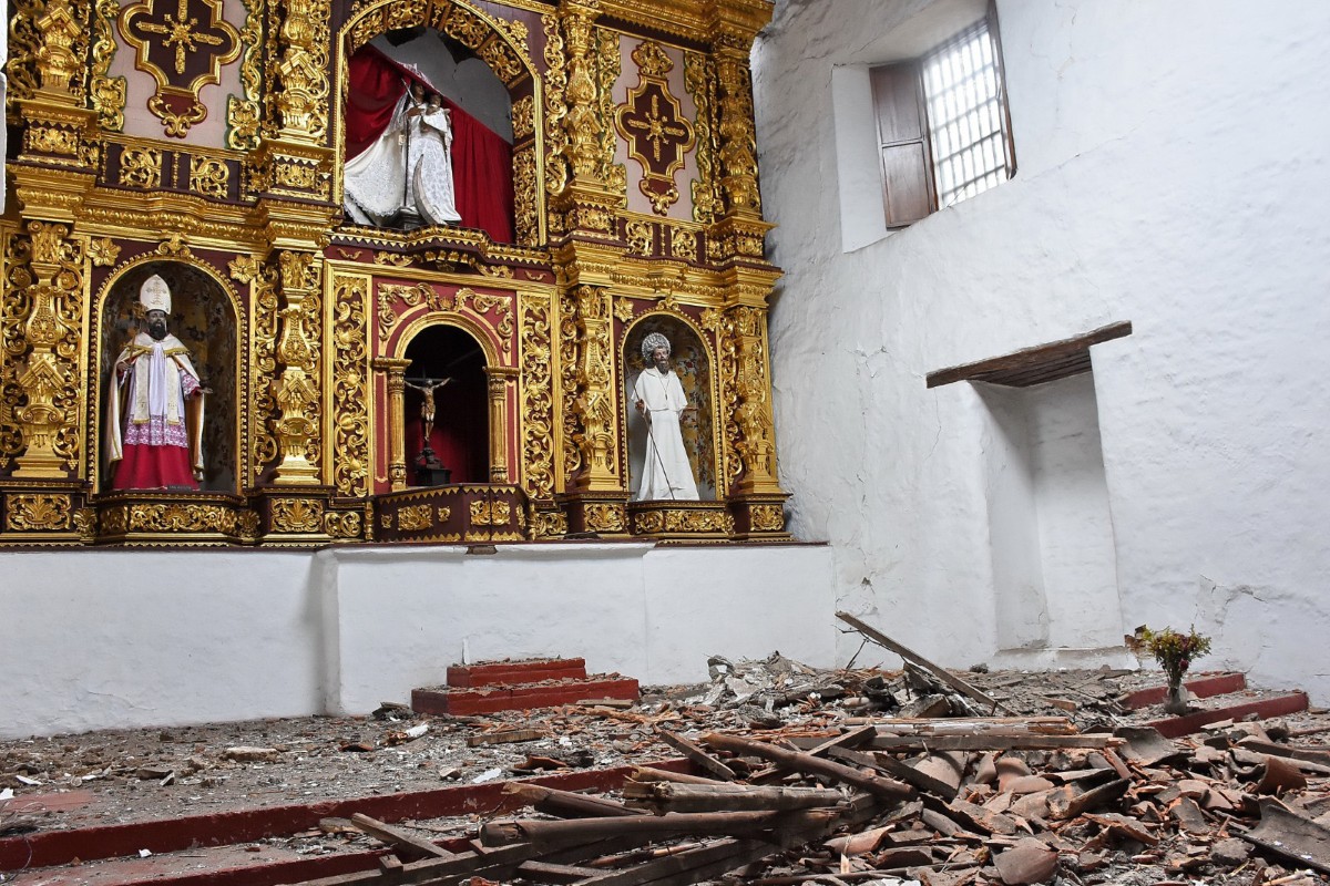 Daños en la iglesia de La Merced, una de las más antiguas de Cali, tras el terremoto